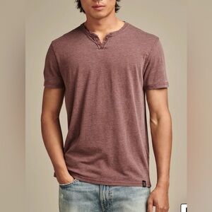 Lucky Brand Men's Shrt Sleeve VeniceBurnout Washed out Plum Henley Tee Shirt NWT